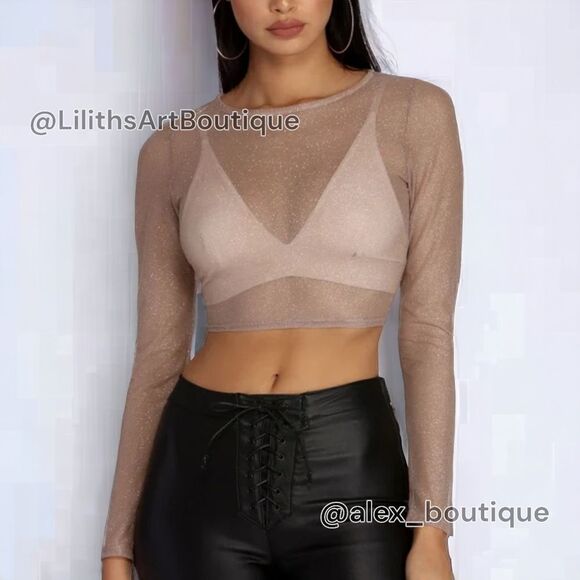 Windsor Glitter Mesh Croptop(K020) -Size S for Women - Picture 1 of 7